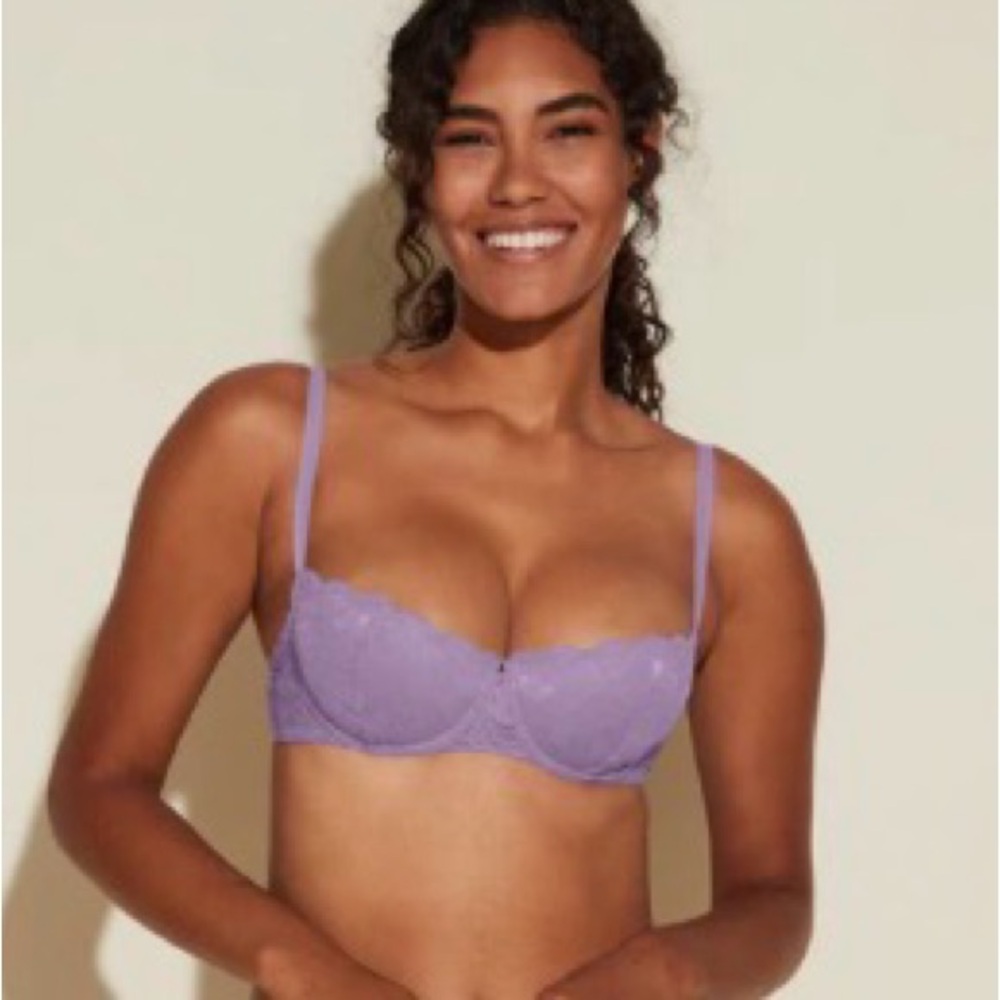 Cosabella Bra Pushie Pushup Lace Underwire  36C Purple Women EUC